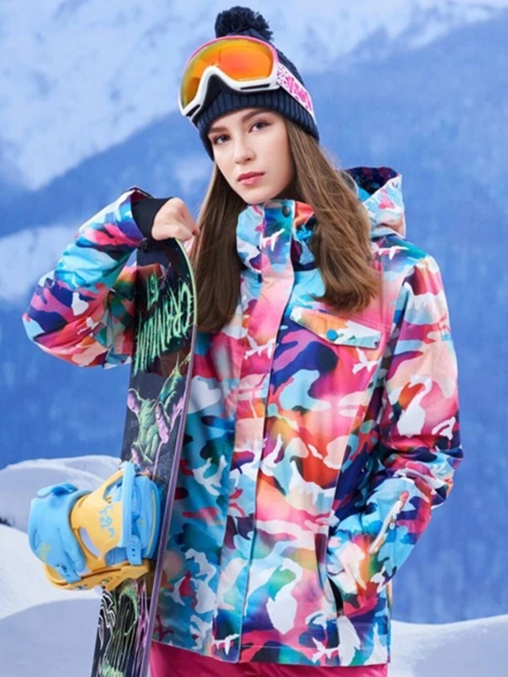 GSOU SNOW Vibrant Camo Insulated Removable Hoodie Ski Snow Winter Jacket XS